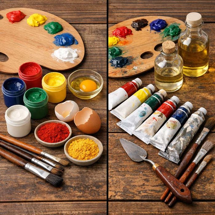 Peinture tempera ou huile : quelles différences ?